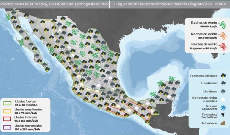 Continuará aumento de aguaceros y tormentas eléctricas en el estado de Oaxaca