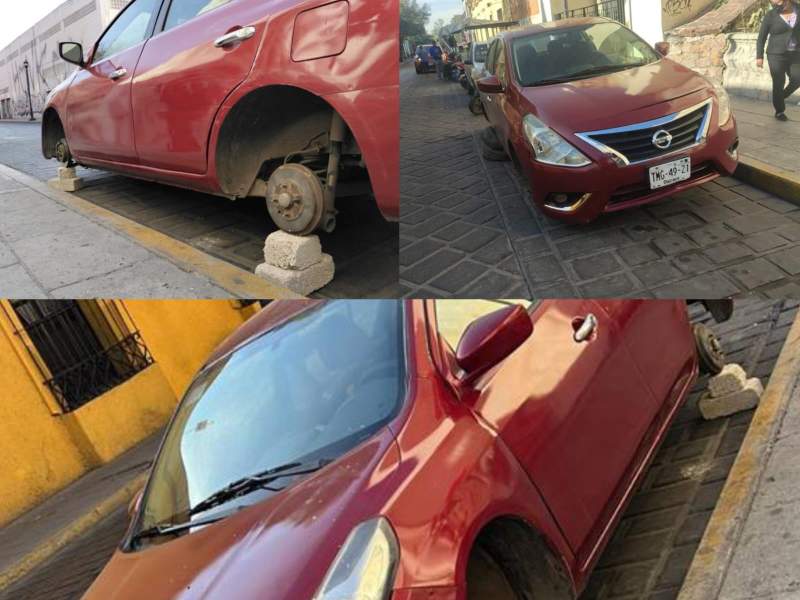 En las narices de los policías de la ciudad de Oaxaca desmantelan auto