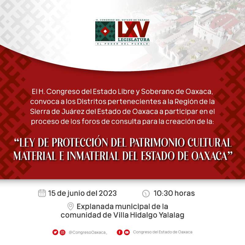 Invitan a quinto foro para la creación de la ley de protección al patrimonio de Oaxaca