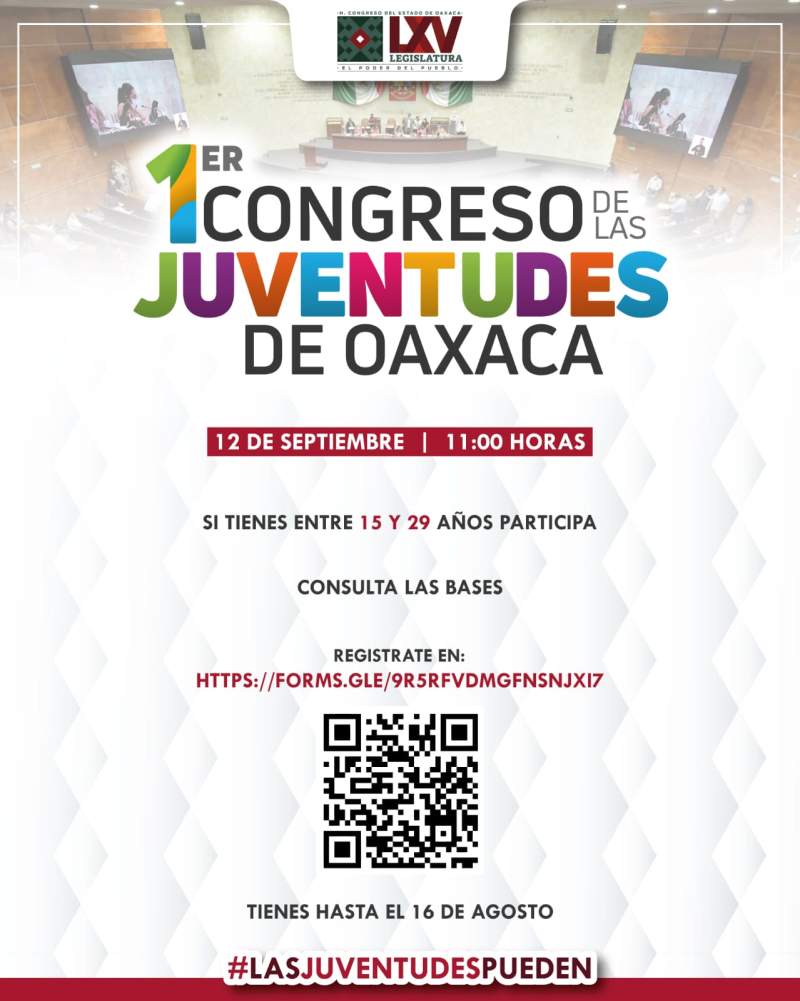 Convocan a participar en el Congreso de las Juventudes de Oaxaca