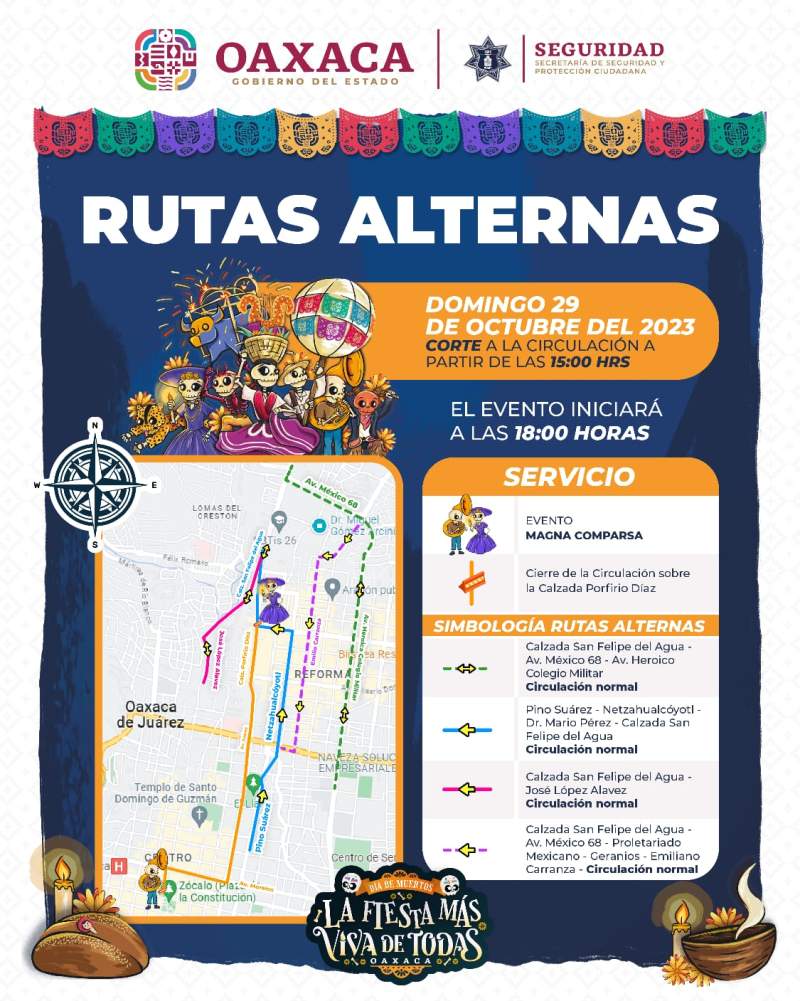 Informan sobre recorrido y vías alternas por Magna Comparsa en la ciudad de #Oaxaca