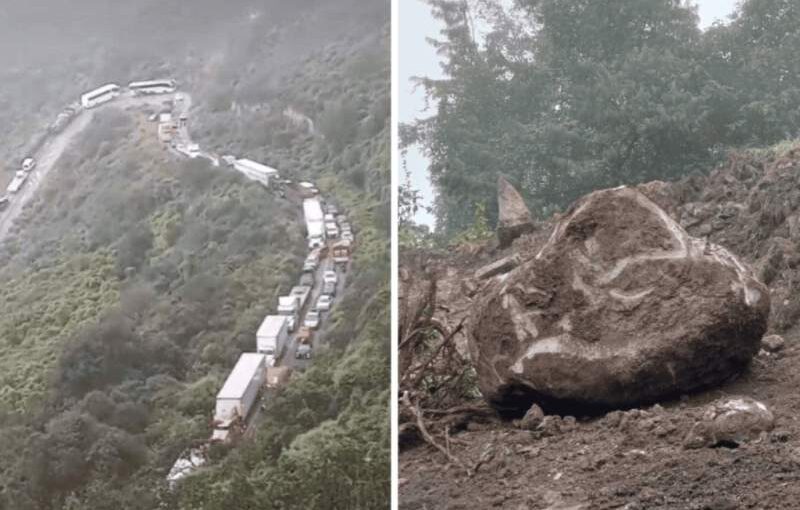 ¡Emergencia en Puebla-Orizaba! Derrumbe masivo cierra autopista: ¡32 Km de tráfico parado!