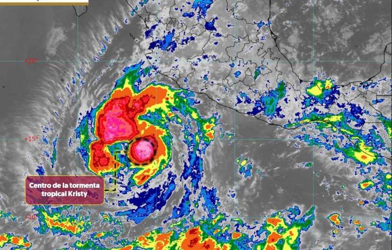 La circulación del ciclón tropical Kristy ocasionará lluvias fuertes a muy fuertes en el occidente de México