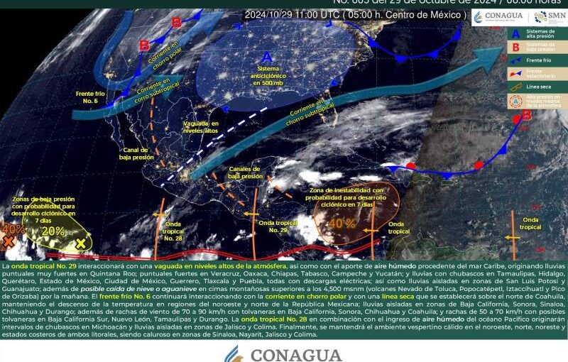 Onda tropical número 29 ocasionará lluvias en el territorio oaxaqueño