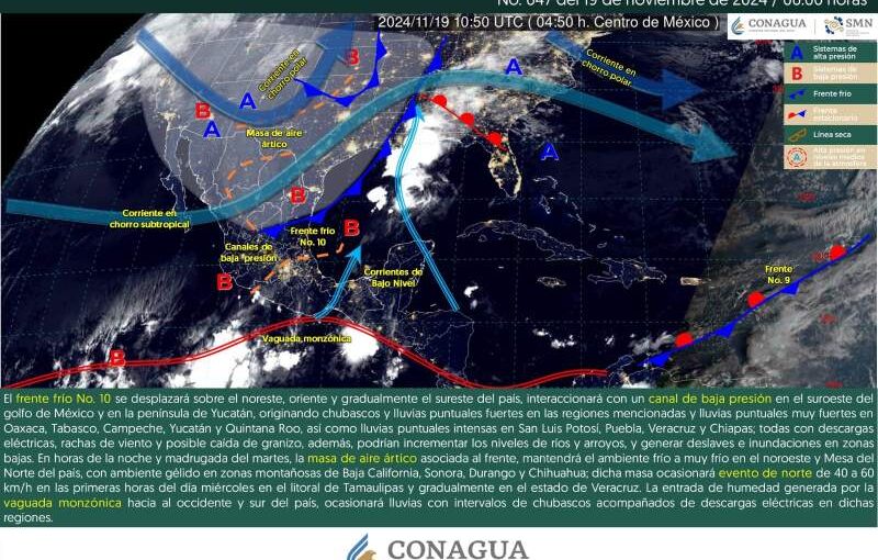 Se pronostican lluvias puntuales intensas en San Luis Potosí, Puebla, Veracruz y Chiapas