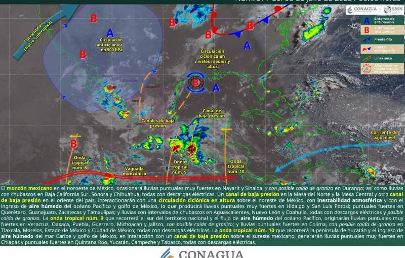 Persistirán lluvias y tormentas aisladas asociadas con actividad eléctrica en Oaxaca