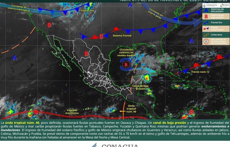 Se prevén lluvias y ambiente frío al amanecer en regiones de Oaxaca